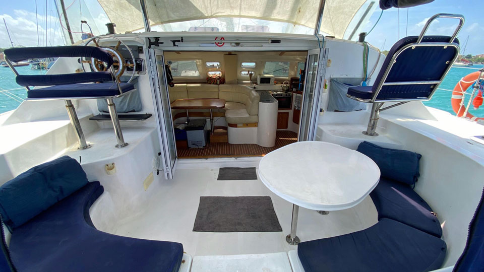 'Galileo', Jaguar 36 catamaran, cockpit 1