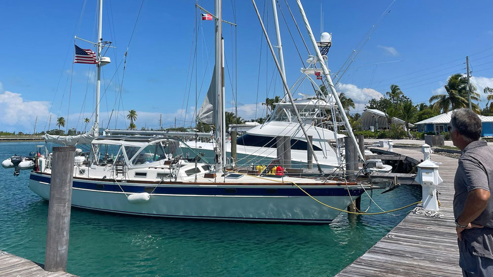 'Rocky', a Pearson 590, in dock