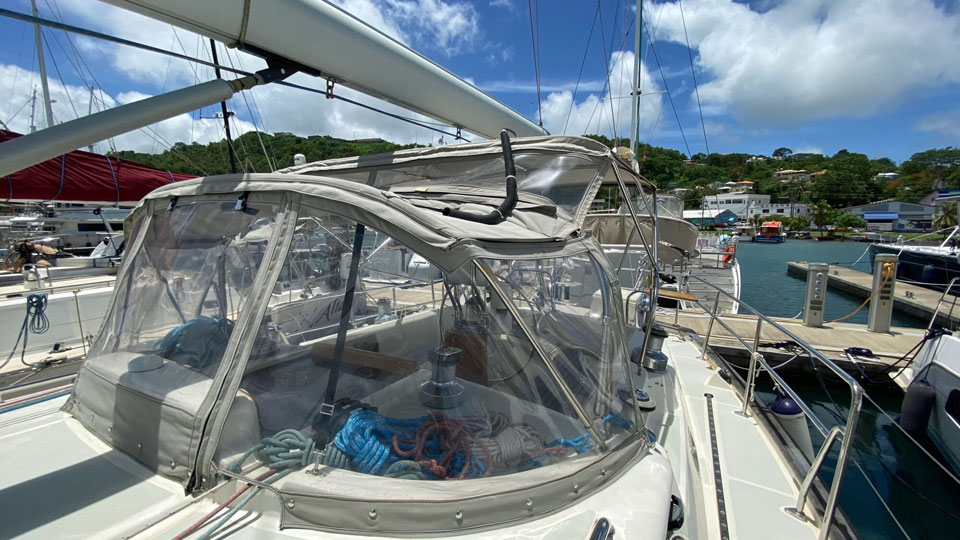 'Windward, Tayana 48DS, cockpit dodger