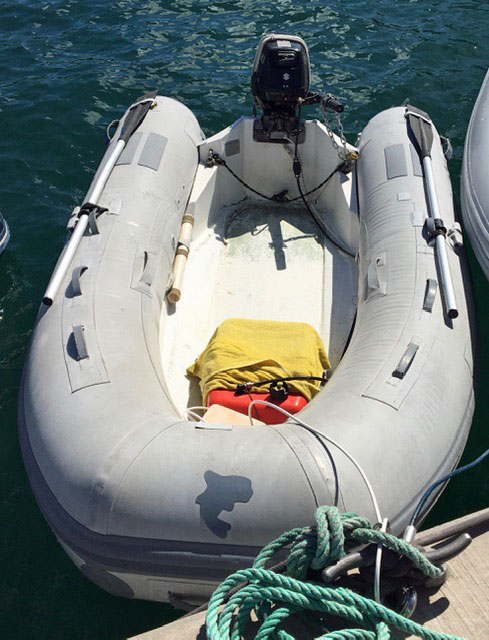 A hard-bottomed inflatable dinghy used as a yacht's tender