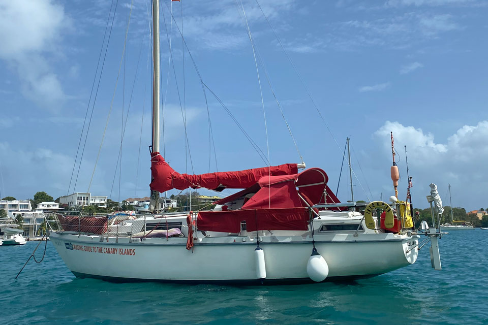 An Amel Kirk 36 at anchor