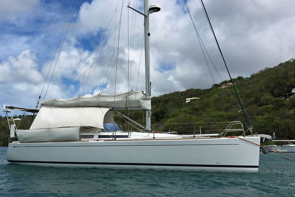 A Grand Soleil 37 sailboat at anchor