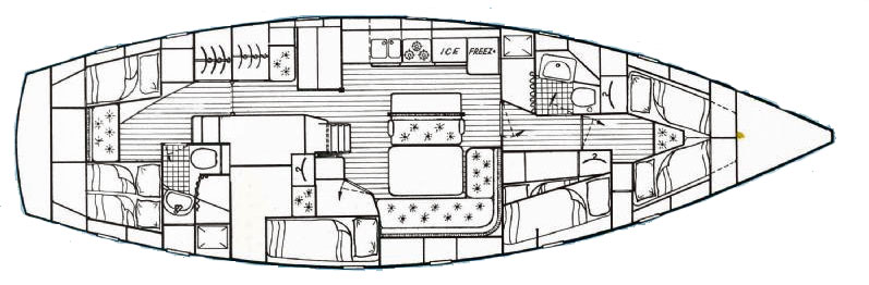 Hallber Rassy 49 accommodation layout