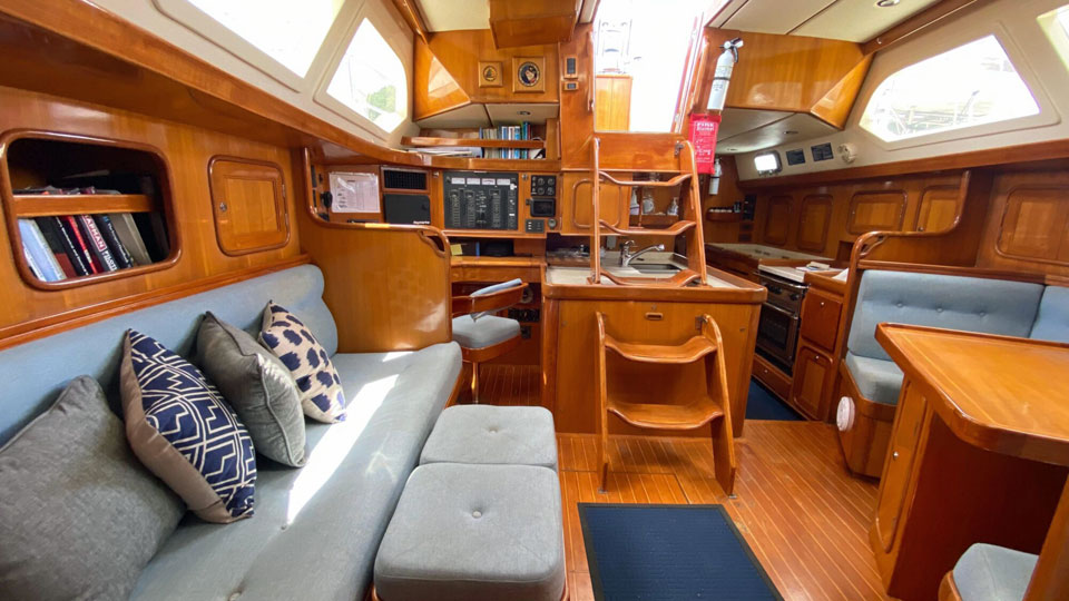 'Windward, Tayana 48DS, saloon looking aft