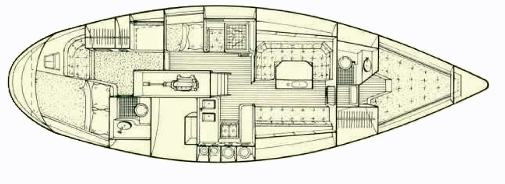 Westerly Oceanranger 38 'Petrel Blue' layout