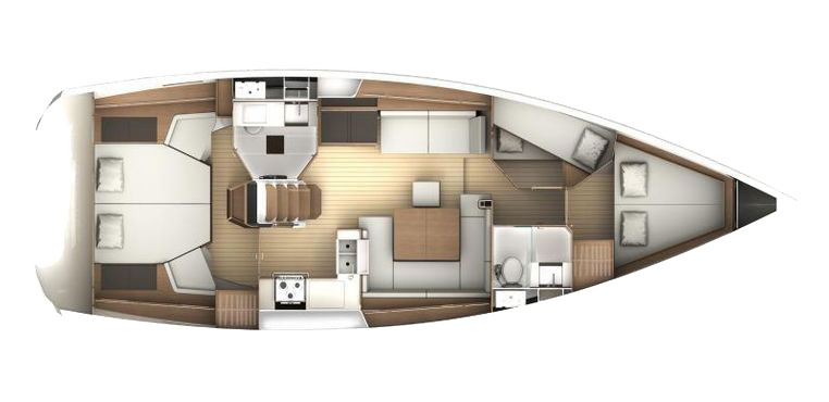 'Maravilla', Jeanneau Sun OdysseyDS interior layout