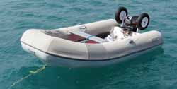 Rib fitted with transom-mounted wheels